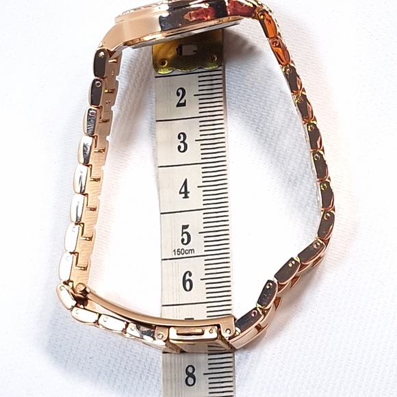 TCK Rose Gold Tone Rhinestone Quartz Wrist Watch, New Battery - Picture 7 of 8